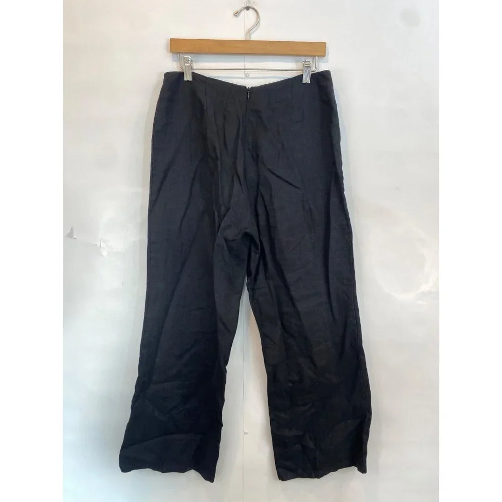 Reformation Justin Slim Fit Linen Pant Black Back Zipper Women's Size 8